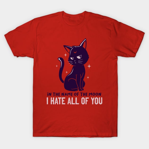 In The Name Of The Moon Funny Cute Cat T-Shirt by eduely